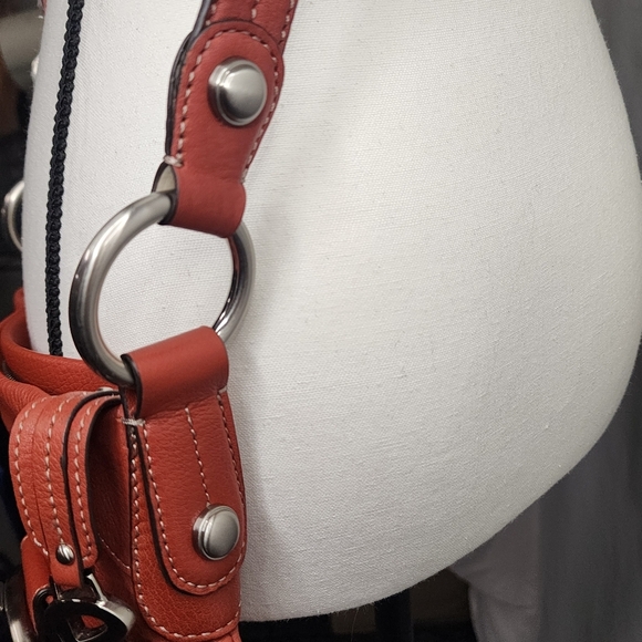 B Makowsky Genuine Leather Shoulder/Crossbody Purse in Orange - Picture 10 of 16